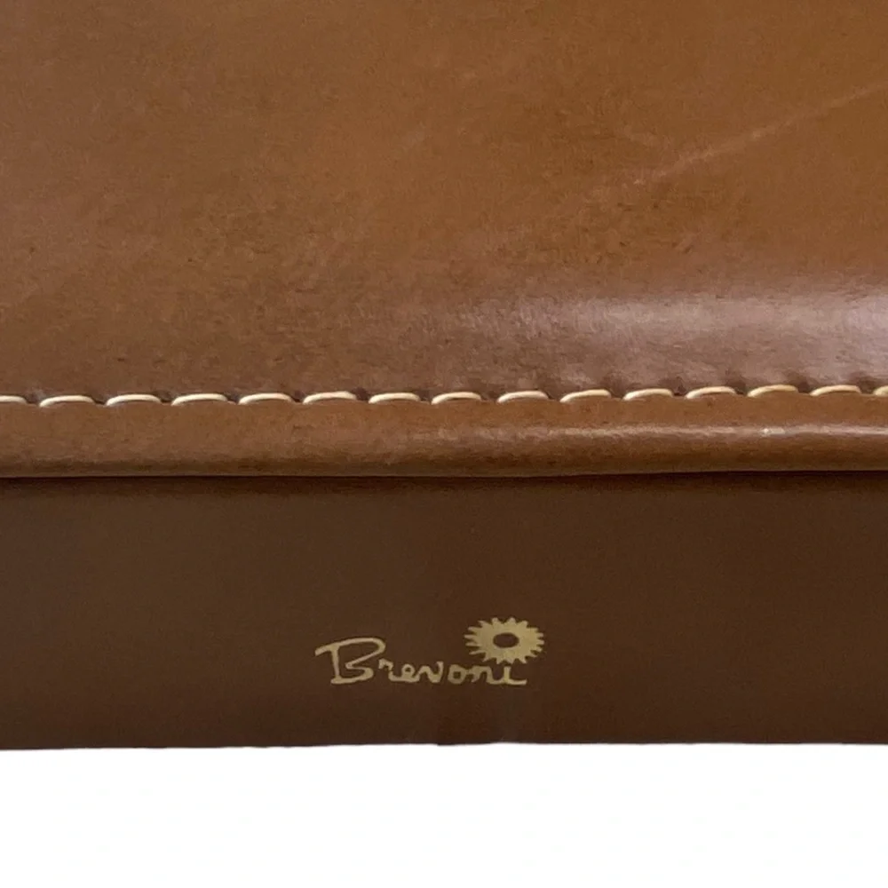 Vintage Leather Brown Brevoni Mid Century Men’s Cufflinks Tie Bars Jewelry Box